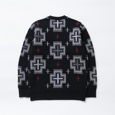 NATIVE CROSS CREW NECK KNIT *ブラック*