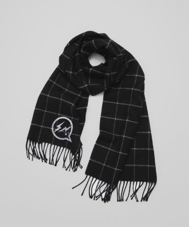 Icon pattern knitte dscarf *ブラック*