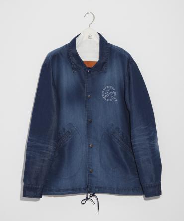 Denim like nylon coaches jacket *ダークインディゴ*