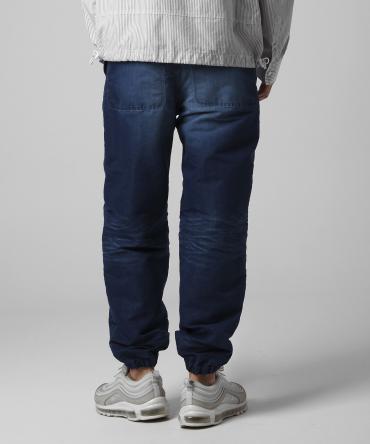 Denim like nylon jogger pants *ダークインディゴ*