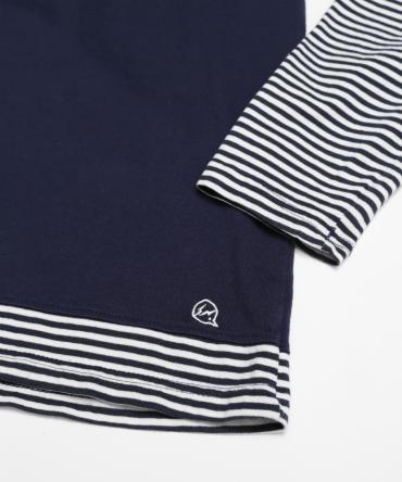 Stripe fake layered Tee *ネイビー*