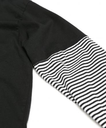 Stripe fake layered Tee  *ブラック*