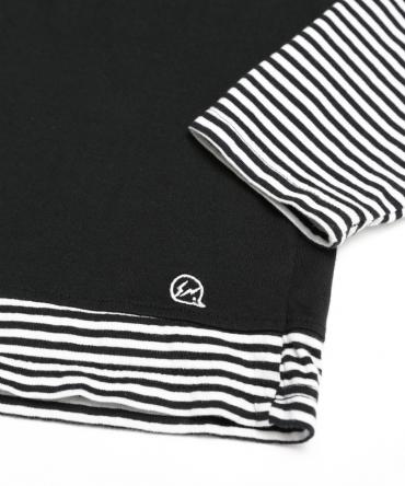 Stripe fake layered Tee  *ブラック*