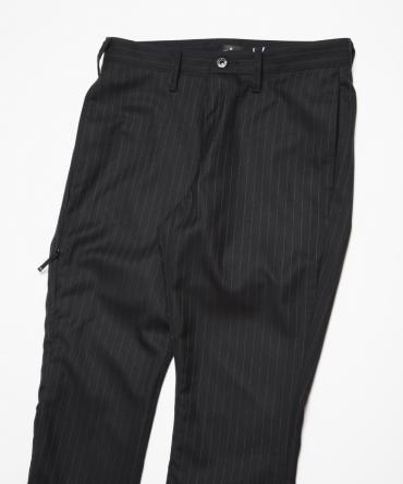 Wool stripe tapered slacks pants  *ネイビー*