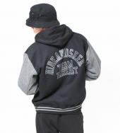 SWEAT VARSITY JACKET *ブラック×チャコールグレー*