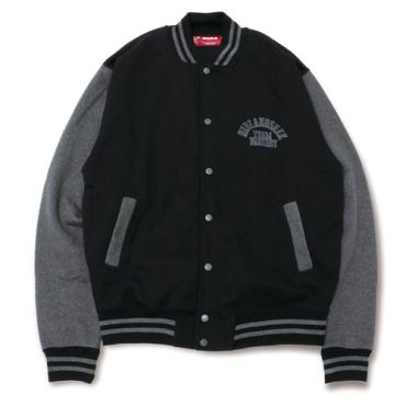 SWEAT VARSITY JACKET *ブラック×チャコールグレー*