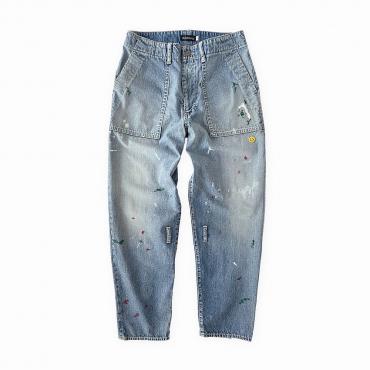 Painted denim Bondage trousers *Lighat blue/ZIPあり*