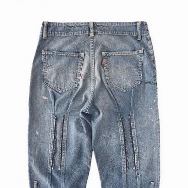 Painted denim Bondage trousers *Dark blue/ZIPあり*