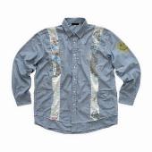 Resize Chambray shirt *Lighat blue/プリントあり*