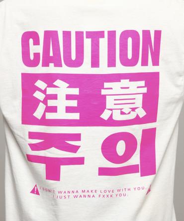 ”CAUTION” Longsleeve T-shirt[ FRC249 ] *ホワイト*