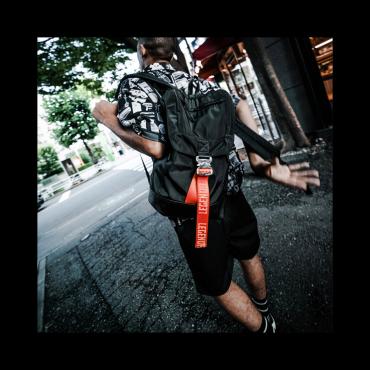 Industrial Neon tape Nylon BackPack [LEA363]*オレンジ*