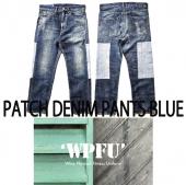 PATCH DENIM PANTS BLUE