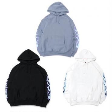 FLAME HOODED SWEAT SHIRT *ブラック*