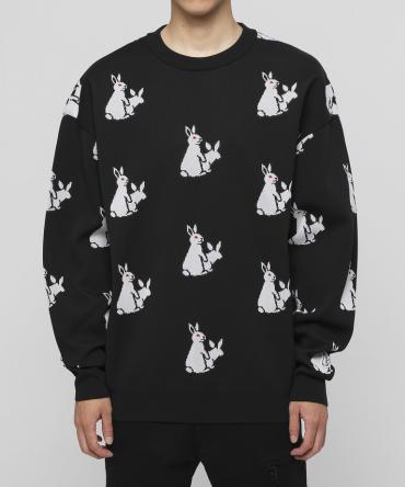 Rabbits Pattern Knit Top [ FRK004 ] *ブラック*