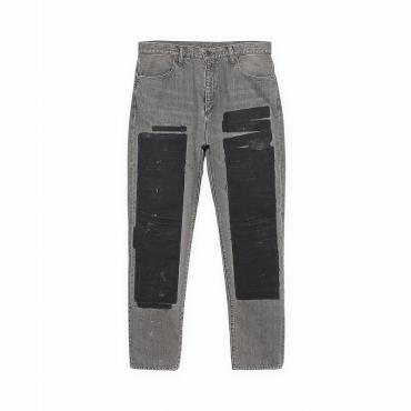 Bonded patch black denim pants *グレーxブラック*