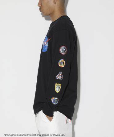 NASAコラボEmblemSleeve Longsleeve T-shirt[LEC781]ブラック