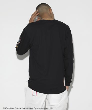 NASAコラボEmblemSleeve Longsleeve T-shirt[LEC781]ブラック