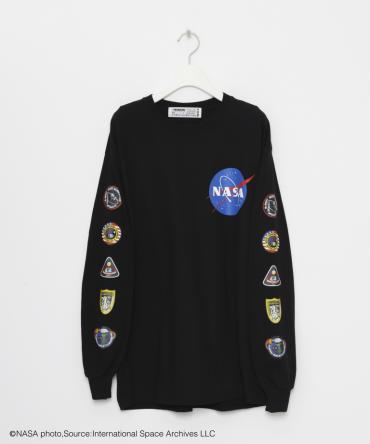 NASAコラボEmblemSleeve Longsleeve T-shirt[LEC781]ブラック