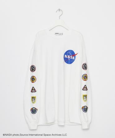 NASAコラボEmblemSleeve Longsleeve T-shirt[LEC781]ホワイト