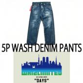 5P WASH DENIM PANTS