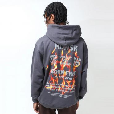 Flame Hooded Sweat Shirt *チャコール*