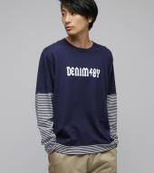 Stripe fake layered Tee *ネイビー*