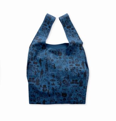 Original silk print Eco bag  *ブルー*