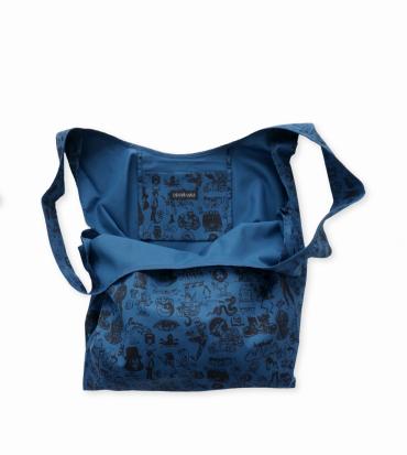 Original silk print Eco bag  *ブルー*