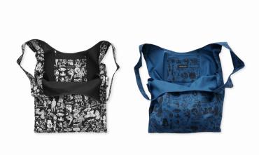 Original silk print Eco bag  *ブルー*