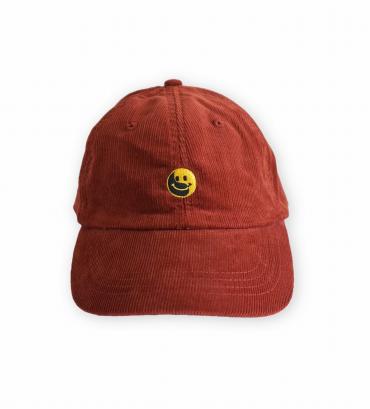 Smile embroidery Corduroy cap  *レッド*