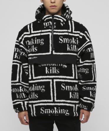Smoking kills Logo Boa Anorak Jacket[FRJ047]*ブラック*