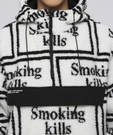 Smoking kills Logo Boa Anorak Jacket[FRJ047]*ホワイト*