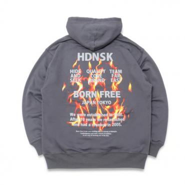 Flame Hooded Sweat Shirt *チャコール*