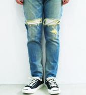 DAMEGE DENIM PANTS *ブルー*