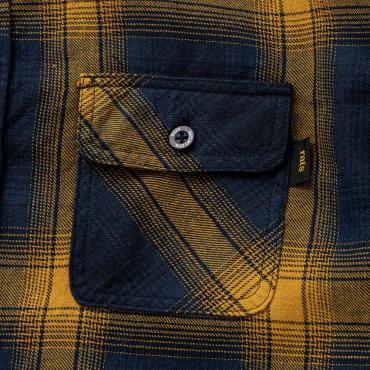 COTTON LINEN CHECK SHIRT *ネイビー×イエロー*