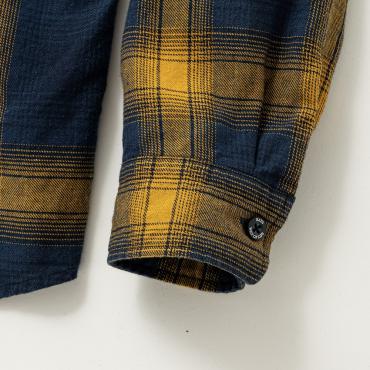 COTTON LINEN CHECK SHIRT *ネイビー×イエロー*