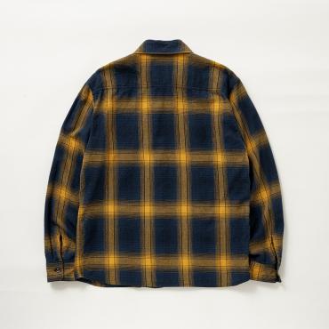 COTTON LINEN CHECK SHIRT *ネイビー×イエロー*