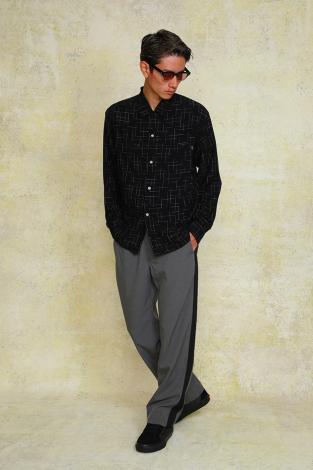 EASY SLACKS  LINE PANTS *グレー×ブラックライン*