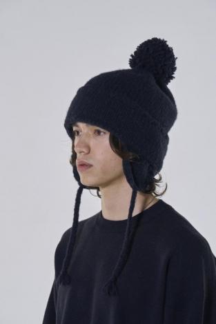 xCA4LA EAR FLAP KNIT CAP *ブラック*