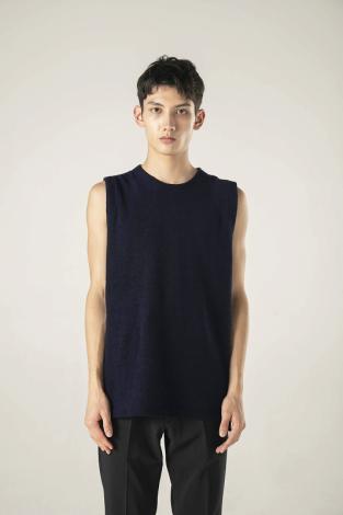 NO SLEEVE PILE TEE *ネイビー*