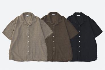 OPEN COLLAR PILE SHIRTS *ネイビー*