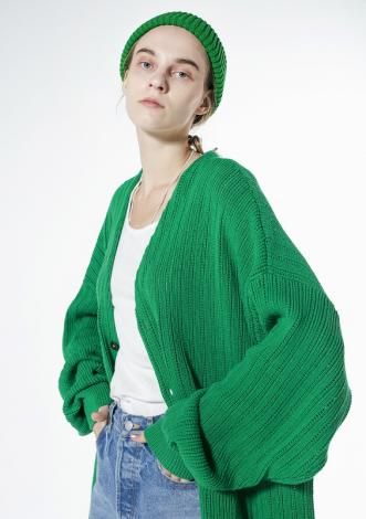 MESH KNIT CARDIGAN *グリーン*