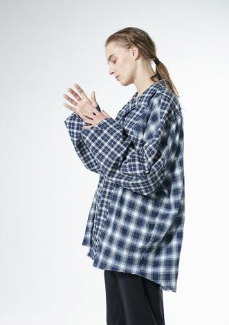 DAMEGE CHECK SHIRTS *ネイビー*