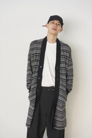 LONG BORDER CARDIGAN *ブラック*