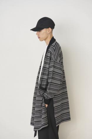 LONG BORDER CARDIGAN *ブラック*