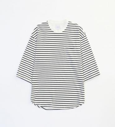 7 SLEEVE BIG BORDER CUTSEWN *ホワイト×ブラック*