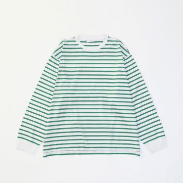 L/S BORDER CUTSEW *ホワイト×グリーン*