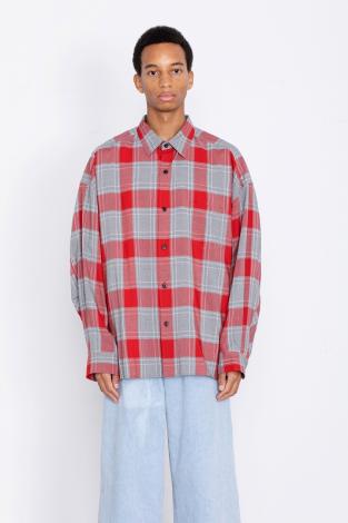 RAYON CHECK BIG SHIRTS *レッド*