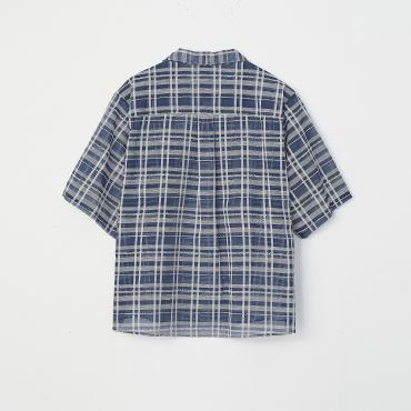 OPEN COLLAR CHECK SHIRT *サックス*