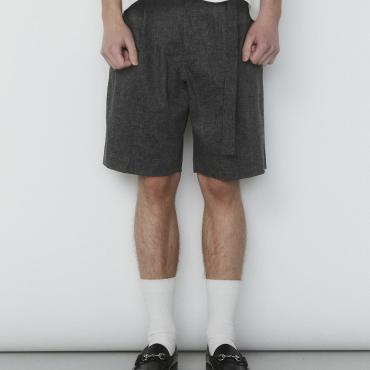 LINEN WIDE SHORTS *グレー*